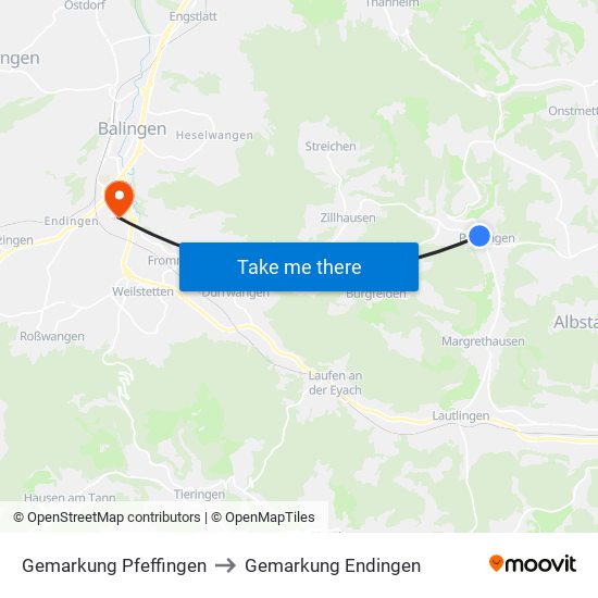 Gemarkung Pfeffingen to Gemarkung Endingen map