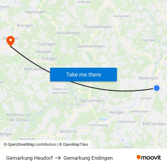 Gemarkung Heudorf to Gemarkung Endingen map