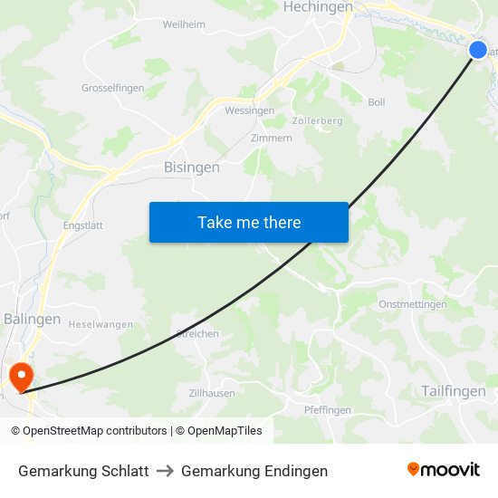 Gemarkung Schlatt to Gemarkung Endingen map