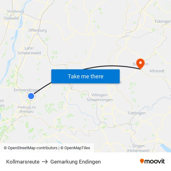 Kollmarsreute to Gemarkung Endingen map