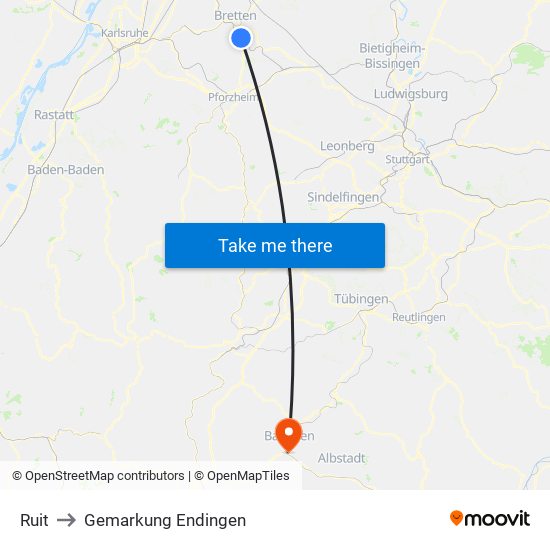 Ruit to Gemarkung Endingen map