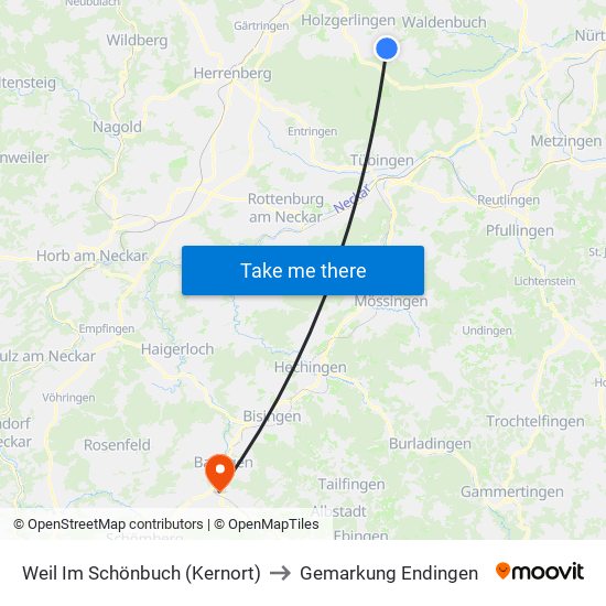 Weil Im Schönbuch (Kernort) to Gemarkung Endingen map