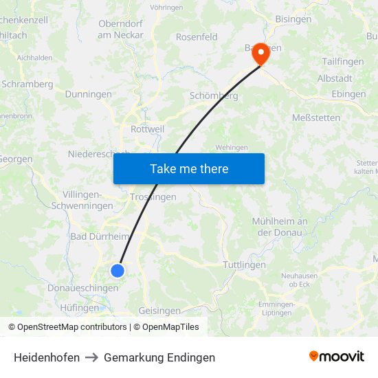 Heidenhofen to Gemarkung Endingen map