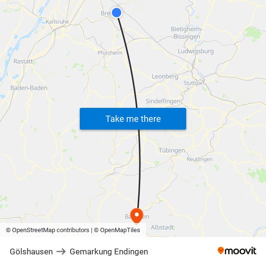 Gölshausen to Gemarkung Endingen map