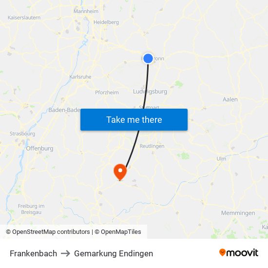 Frankenbach to Gemarkung Endingen map