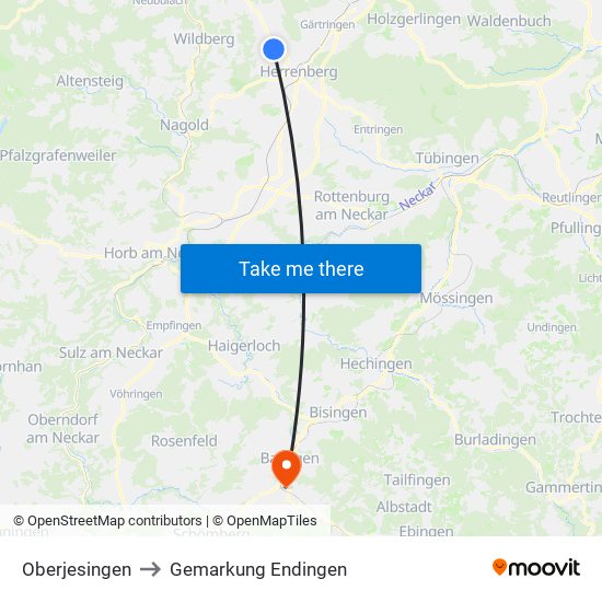 Oberjesingen to Gemarkung Endingen map