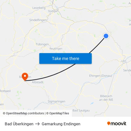 Bad Überkingen to Gemarkung Endingen map