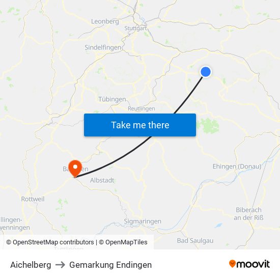 Aichelberg to Gemarkung Endingen map