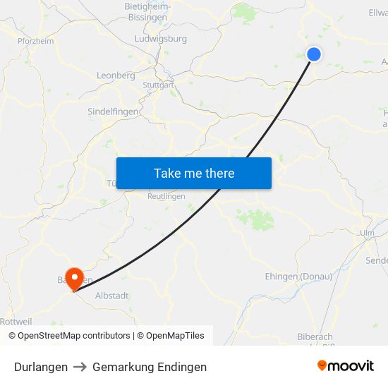 Durlangen to Gemarkung Endingen map