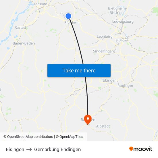 Eisingen to Gemarkung Endingen map