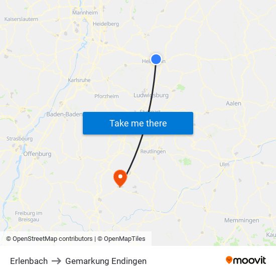 Erlenbach to Gemarkung Endingen map