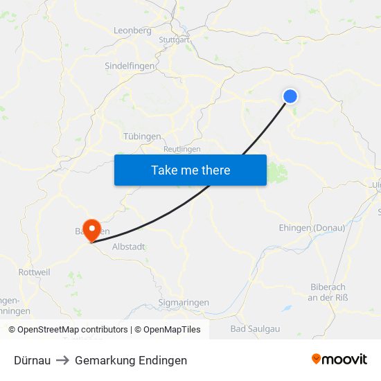 Dürnau to Gemarkung Endingen map