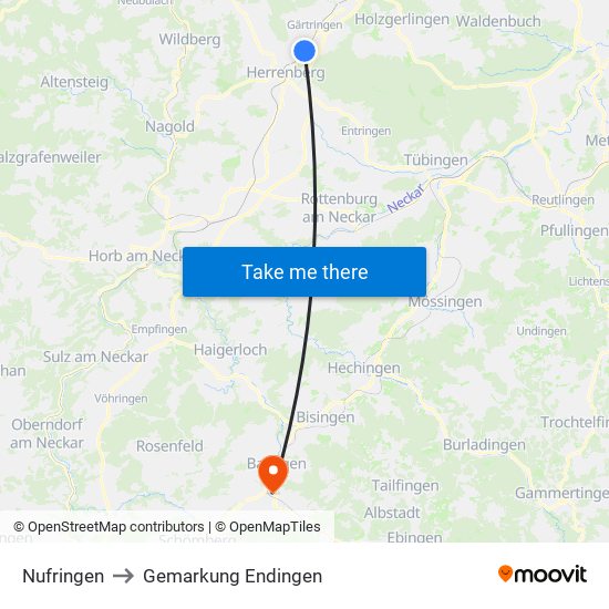 Nufringen to Gemarkung Endingen map