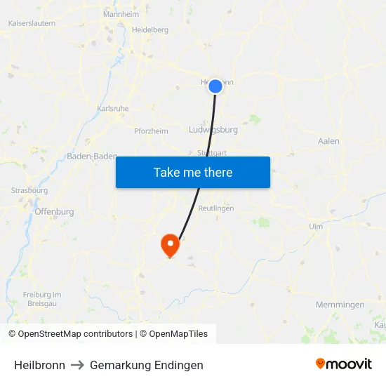 Heilbronn to Gemarkung Endingen map