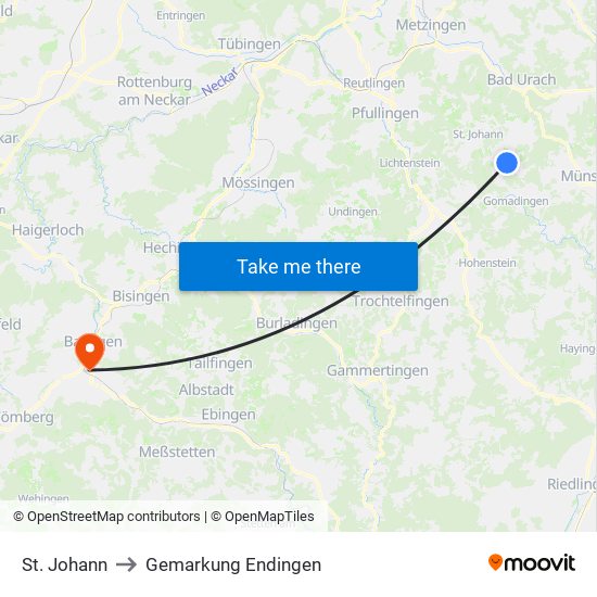 St. Johann to Gemarkung Endingen map