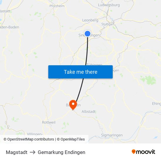 Magstadt to Gemarkung Endingen map