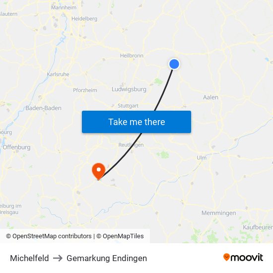 Michelfeld to Gemarkung Endingen map