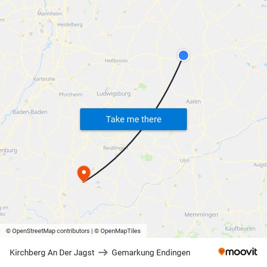 Kirchberg An Der Jagst to Gemarkung Endingen map