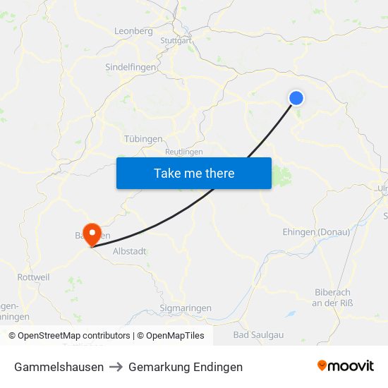 Gammelshausen to Gemarkung Endingen map