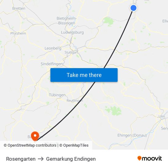 Rosengarten to Gemarkung Endingen map