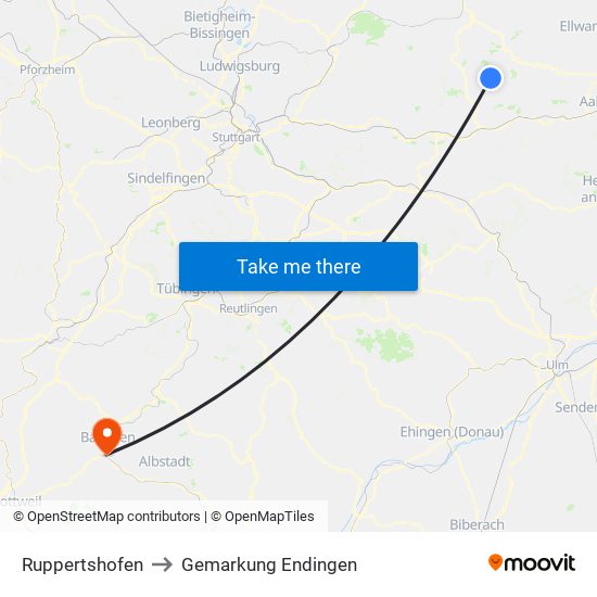 Ruppertshofen to Gemarkung Endingen map