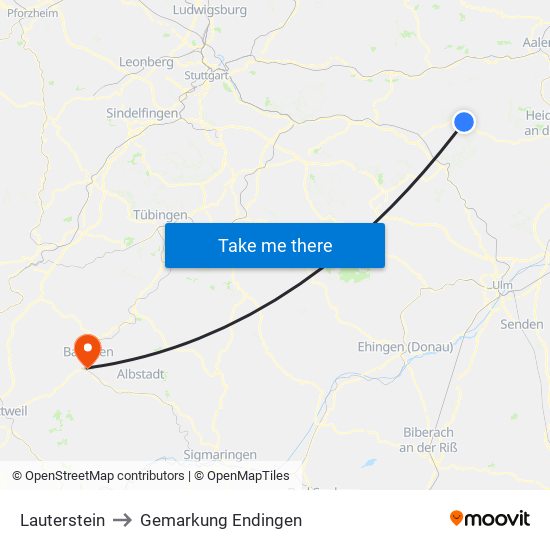 Lauterstein to Gemarkung Endingen map