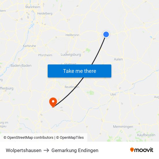 Wolpertshausen to Gemarkung Endingen map