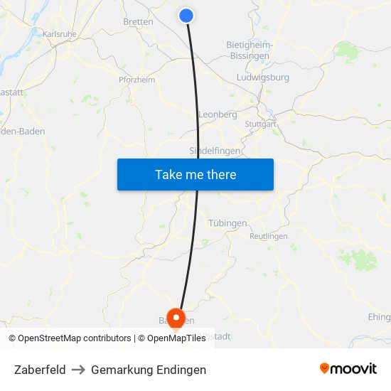 Zaberfeld to Gemarkung Endingen map