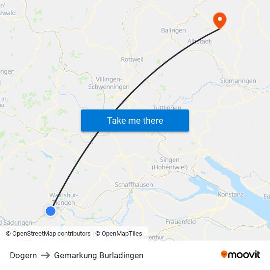 Dogern to Gemarkung Burladingen map