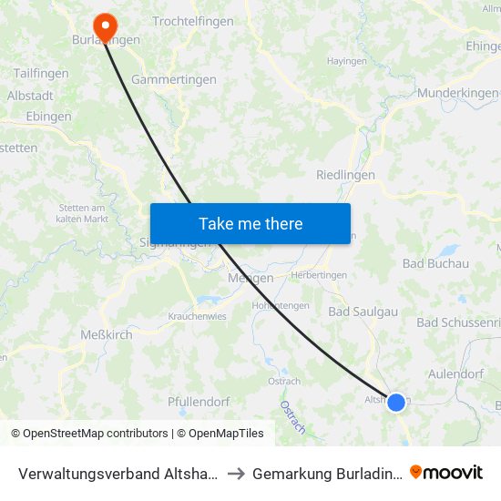 Verwaltungsverband Altshausen to Gemarkung Burladingen map