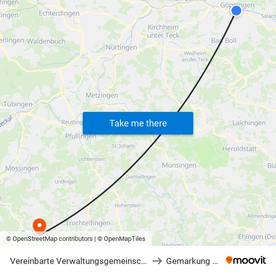 Vereinbarte Verwaltungsgemeinschaft Der Stadt Göppingen to Gemarkung Burladingen map