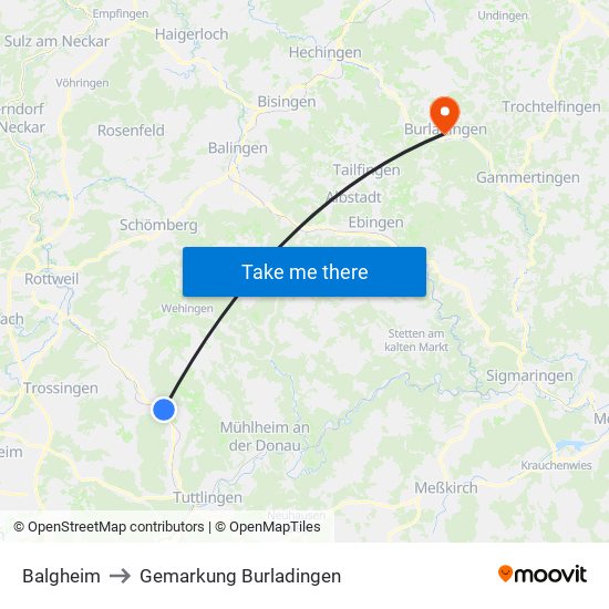 Balgheim to Gemarkung Burladingen map
