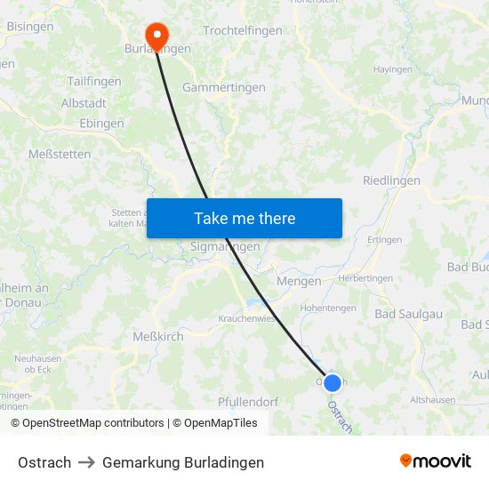 Ostrach to Gemarkung Burladingen map