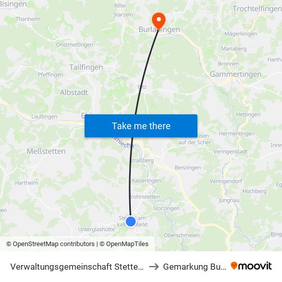 Verwaltungsgemeinschaft Stetten am Kalten Markt to Gemarkung Burladingen map
