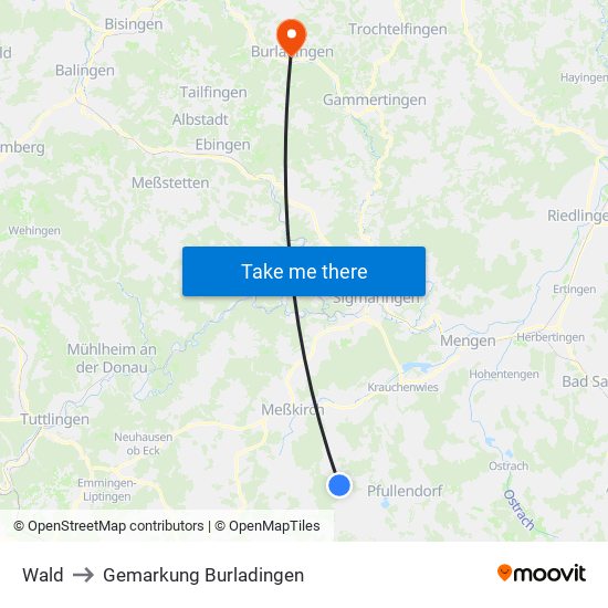 Wald to Gemarkung Burladingen map