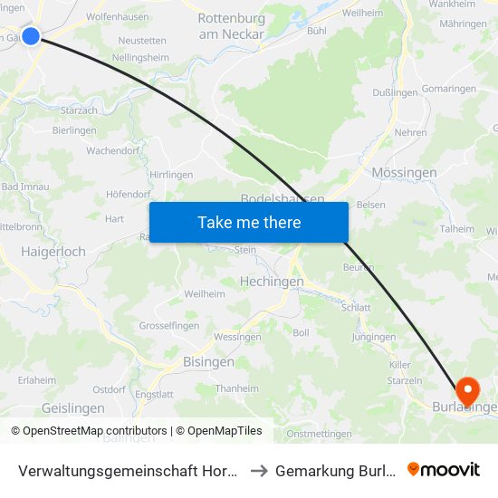 Verwaltungsgemeinschaft Horb am Neckar to Gemarkung Burladingen map