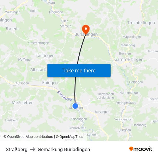 Straßberg to Gemarkung Burladingen map