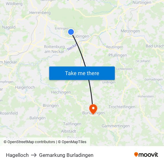 Hagelloch to Gemarkung Burladingen map