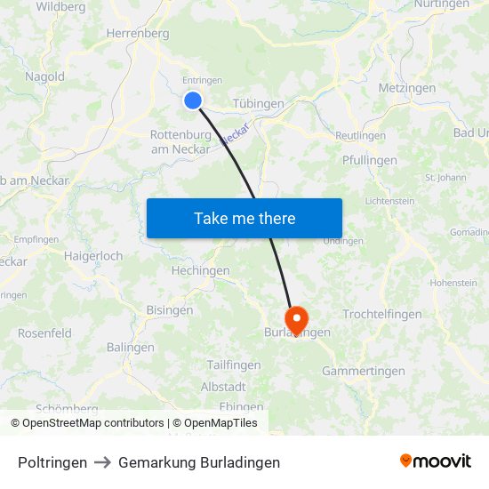 Poltringen to Gemarkung Burladingen map