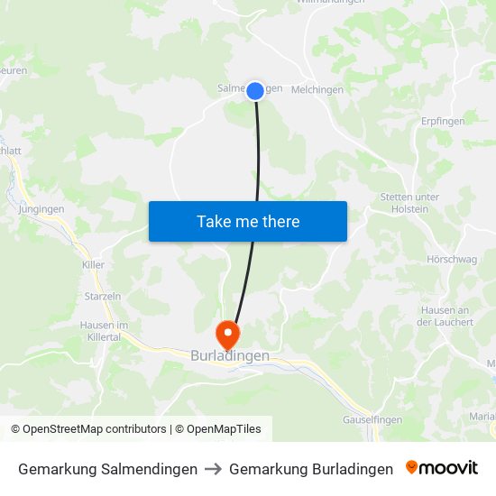 Gemarkung Salmendingen to Gemarkung Burladingen map