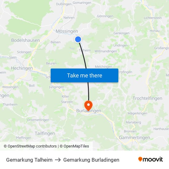 Gemarkung Talheim to Gemarkung Burladingen map