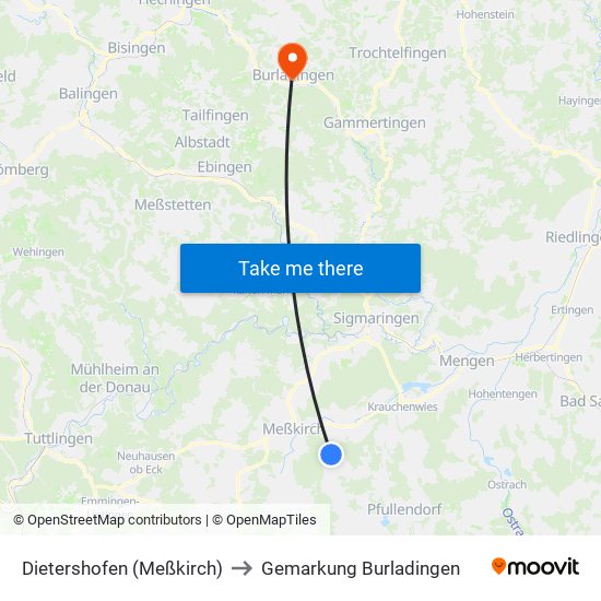 Dietershofen (Meßkirch) to Gemarkung Burladingen map