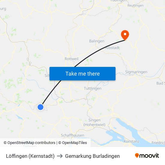 Löffingen (Kernstadt) to Gemarkung Burladingen map