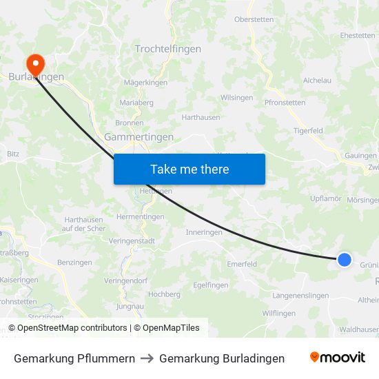 Gemarkung Pflummern to Gemarkung Burladingen map