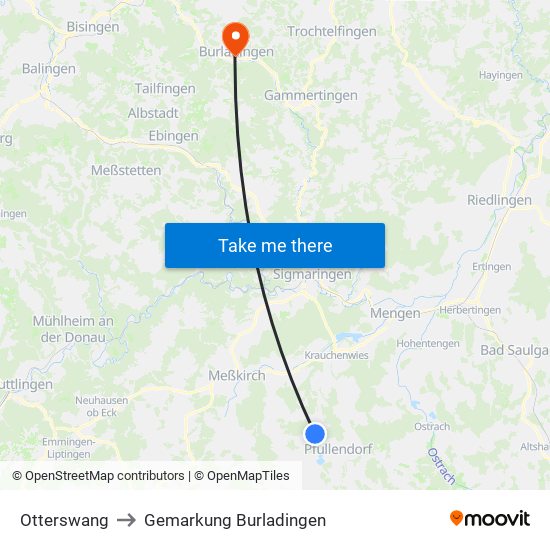 Otterswang to Gemarkung Burladingen map