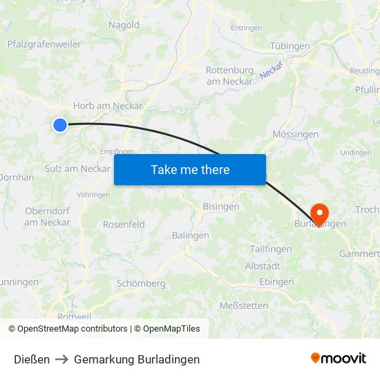 Dießen to Gemarkung Burladingen map