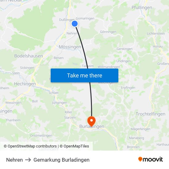 Nehren to Gemarkung Burladingen map