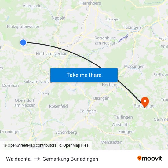 Waldachtal to Gemarkung Burladingen map