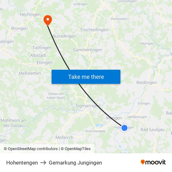 Hohentengen to Gemarkung Jungingen map