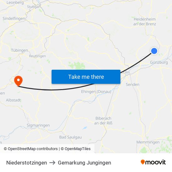 Niederstotzingen to Gemarkung Jungingen map